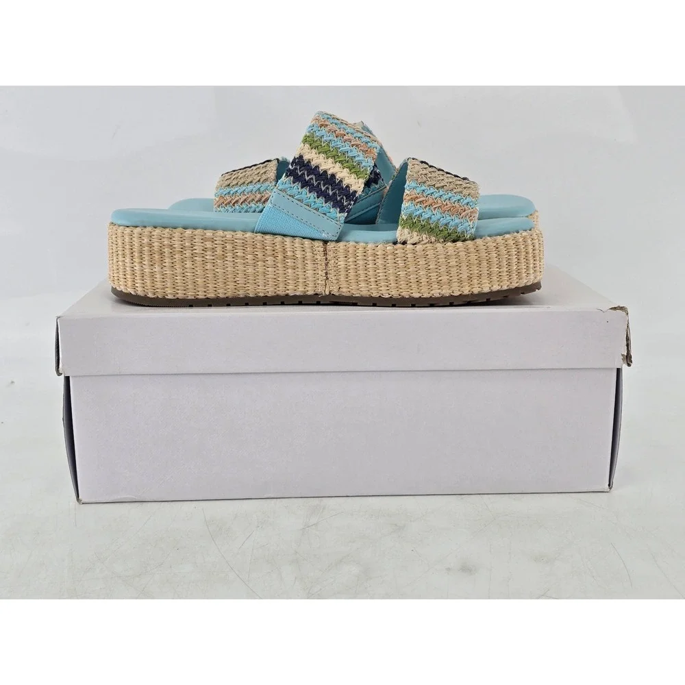 Marc Fisher Pelma Platform Sandals Womens 9M Light Blue Espadrille -NEW